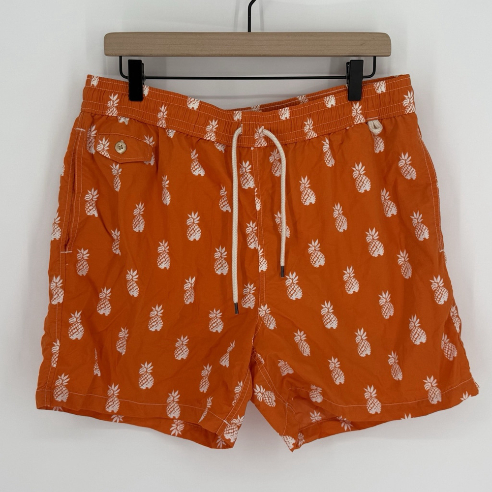 Polo Ralph Lauren All Over Pineapple Swim Board Shorts Men’s XL Orange Nylon